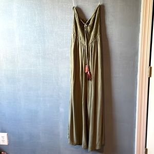 Army green strapless jumpsuit